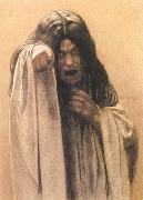 Carlos Schwabe Study for The Wave female figure left of the central figure (mk19) Sweden oil painting artist